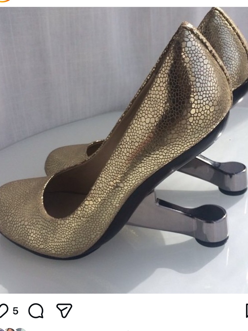 United Nude Gold Architectural Textured Heels